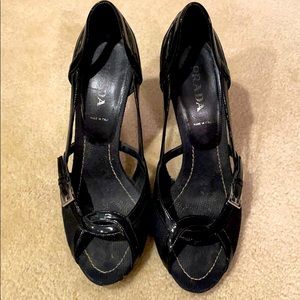 Prada peep toe stiletto sandals